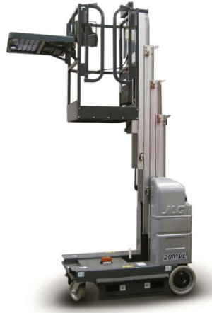 The 20' Drivable Single Man Lift is perfect for lifting personnel during indoor maintenance or stock picking—an ideal choice for anyone needing a dependable Electric Scissor Lift Rental solution.